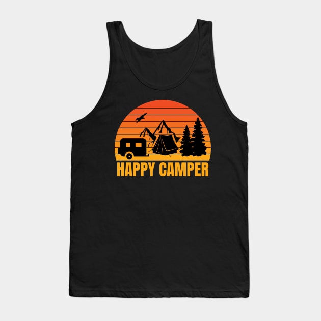 Happy Camper Retro Sunset Tank Top by Whimsical Frank